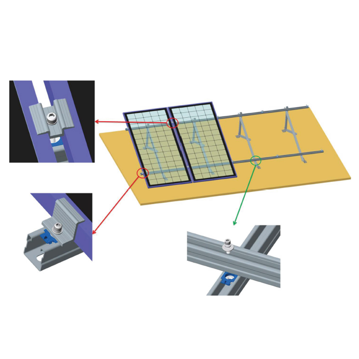 Sistem complet montare, structura pe beton pentru 4 panouri solare fotovoltaice cu unghi 20 grade Breckner Germany - imagine 6