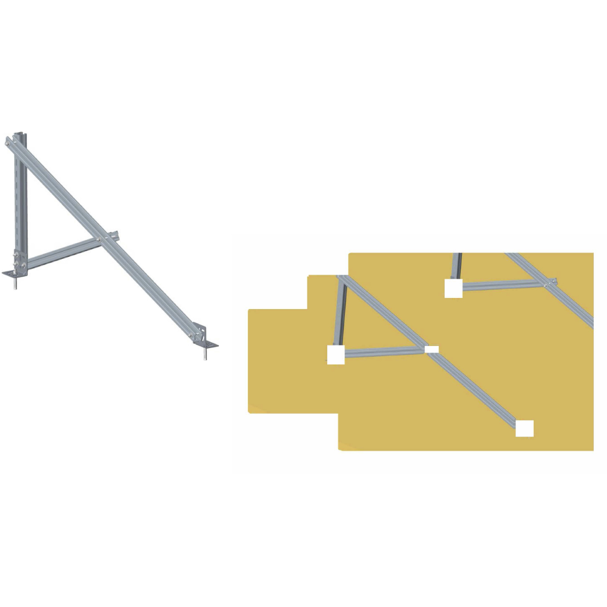 Sistem complet montare, structura pe beton pentru 4 panouri solare fotovoltaice cu unghi 20 grade Breckner Germany - imagine 4
