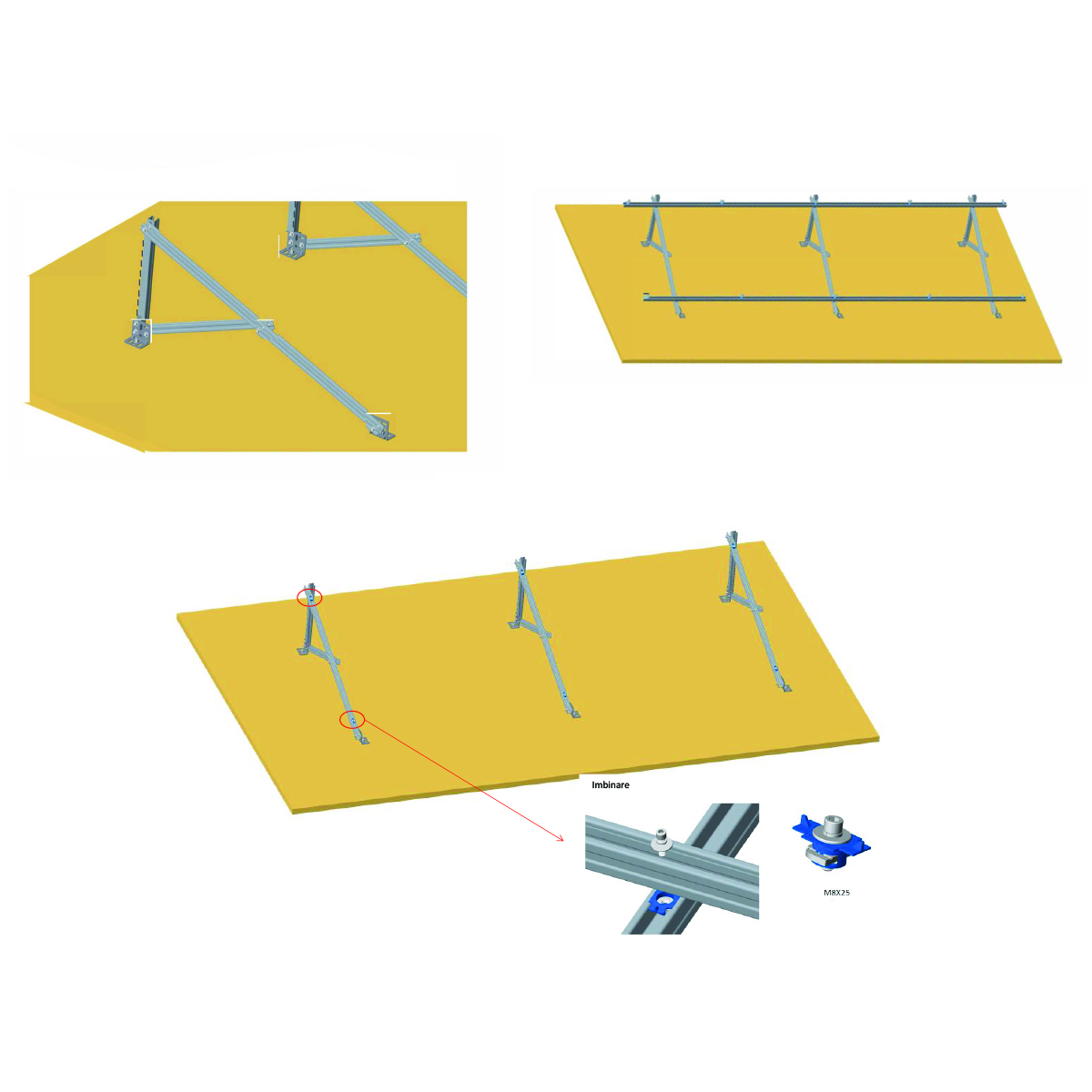 Sistem complet montare pe beton pentru 4 panouri solare fotovoltaice cu unghi 20 grade Breckner Germany - imagine 5