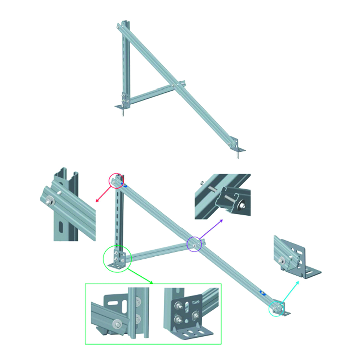 Sistem complet montare pe beton pentru 4 panouri solare fotovoltaice cu unghi 20 grade Breckner Germany - imagine 4
