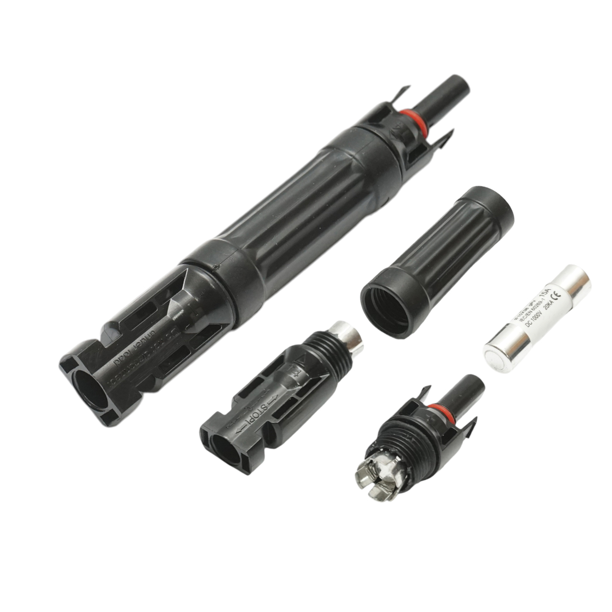 Conector MC4 cu siguranta fuzibila 10x38mm, 15A, 1000V DC pentru sisteme solare fotovoltaice IP67 Longroad