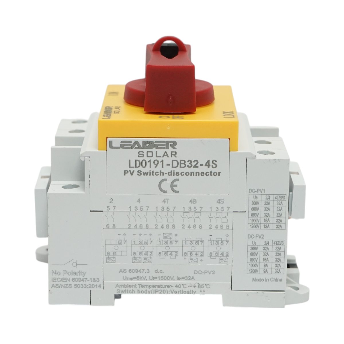 Comutator de sarcina, switch ON/OFF pentru sisteme fotovoltaice 4P, 32A, 1500V Leader - imagine 2