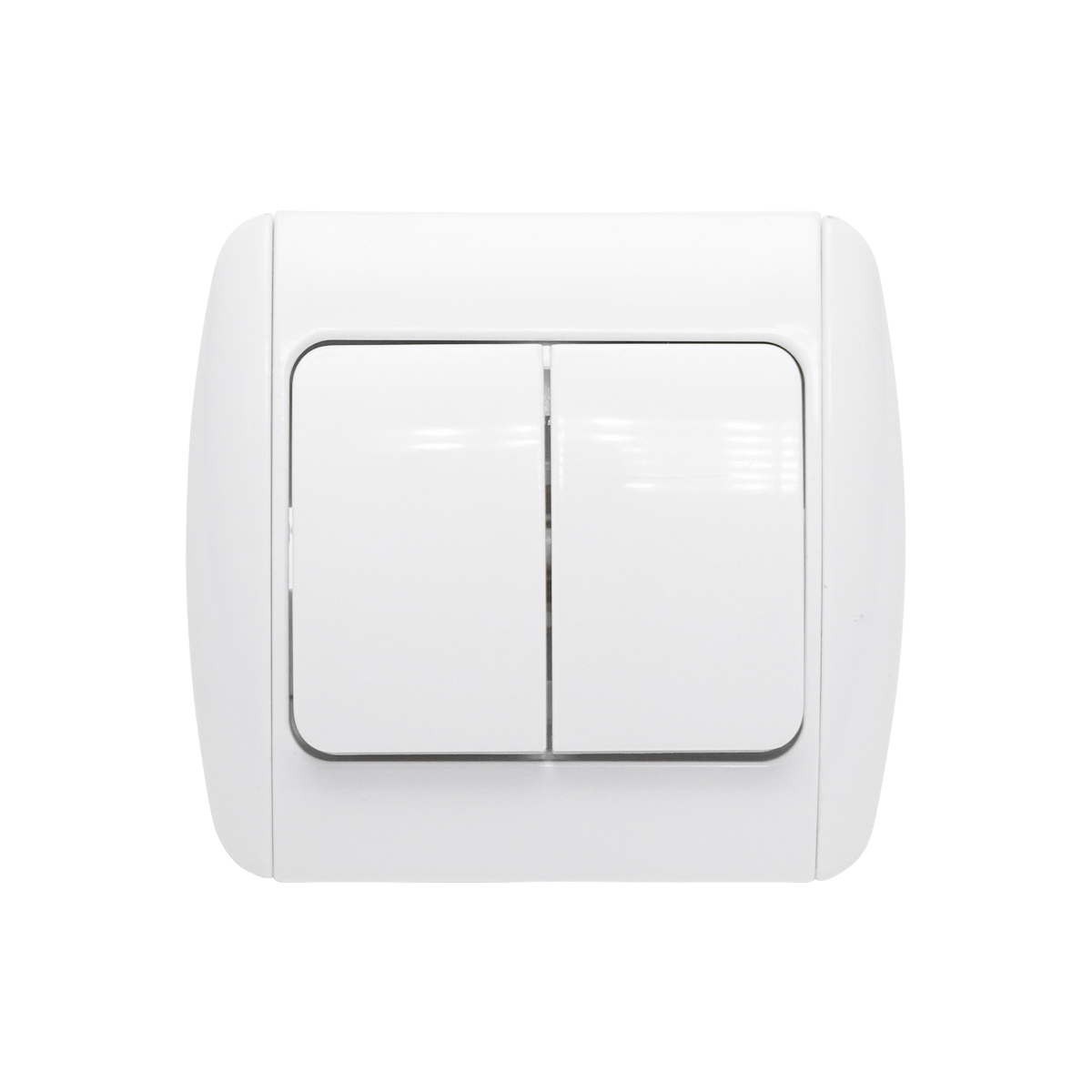 Intrerupator alb dublu ST MAKEL 220V - 250V, 10A incastrat, ceramica