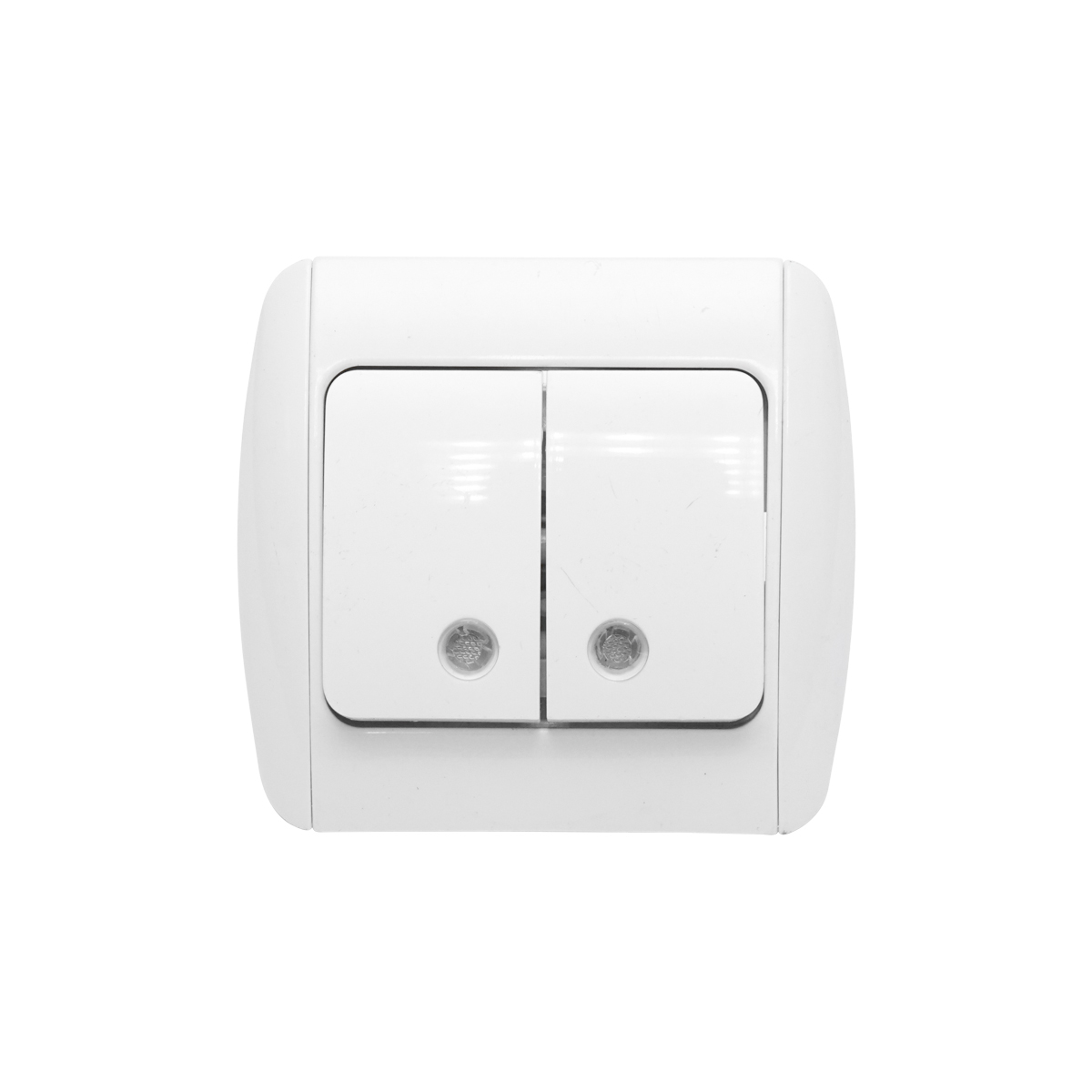 Intrerupator alb dublu ST MAKEL 220V - 250V, 10A incastrat, ceramica, cu indicator