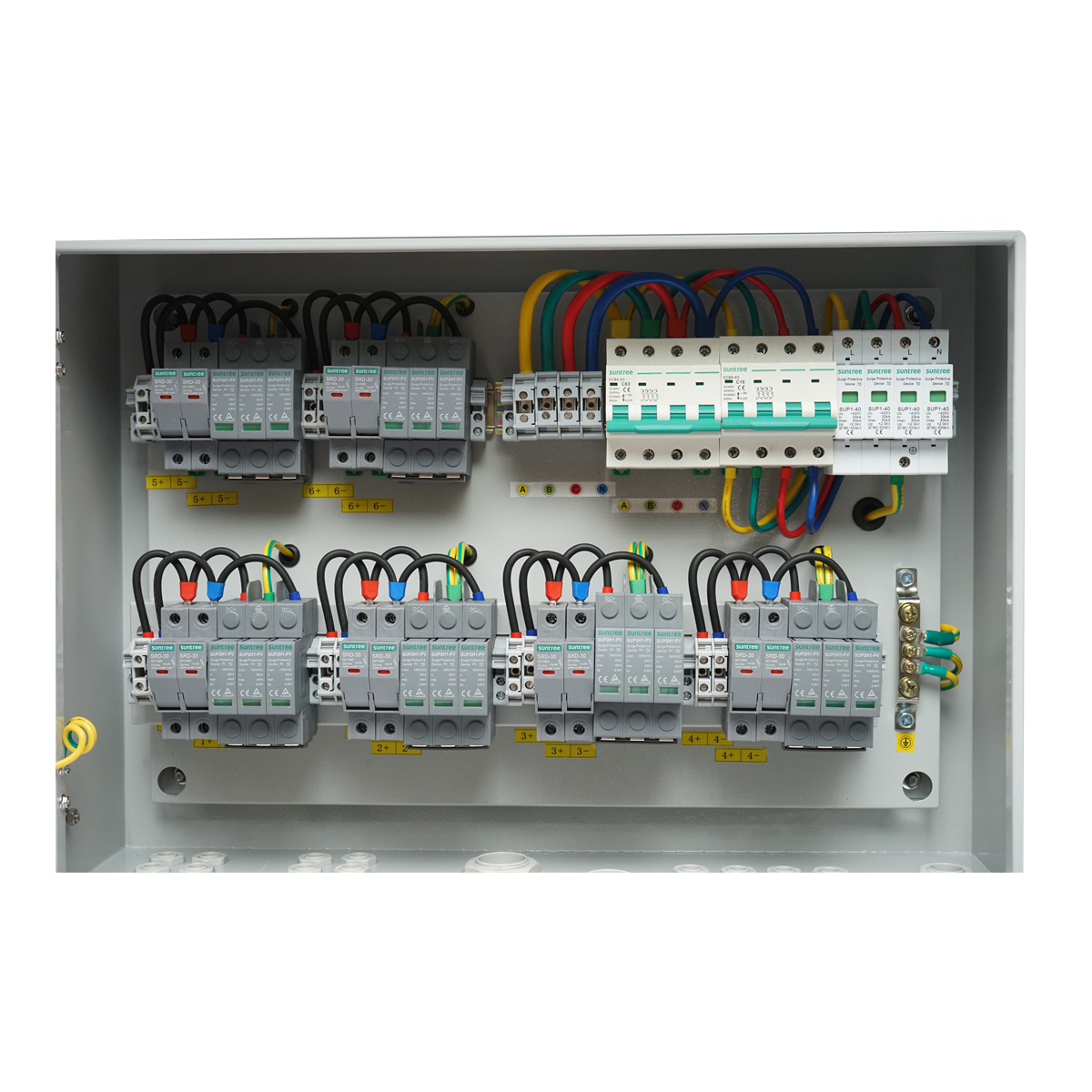 Tablou sigurante de protectie echipat 380V pentru sisteme fotovoltaice 20-30KW DC/AC cu 6 siruri/stringuri 63A, IP65 - imagine 2