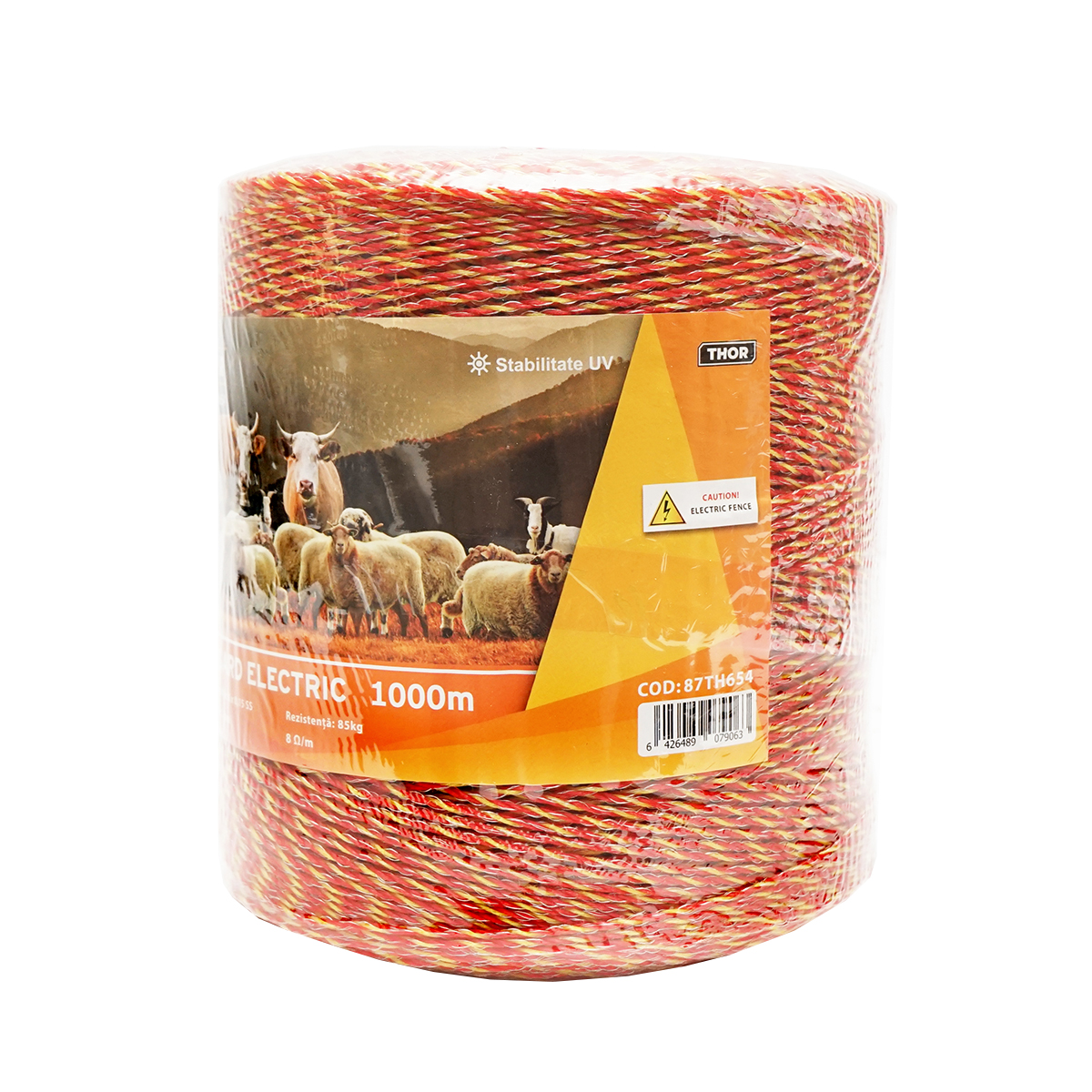 Rola fir galben-rosu fi 2mm insertie metalica 6x0.15mm SS, rezistenta 8 Ohm/m, 1000m gard electric Thor - imagine 3