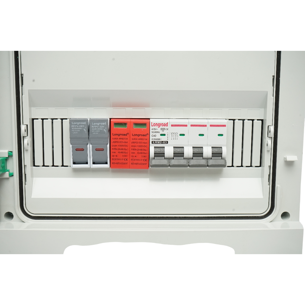 Tablou sigurante de protectie echipat 380V pentru sisteme fotovoltaice 5-10KW DC/AC cu 2 siruri/stringuri - imagine 6