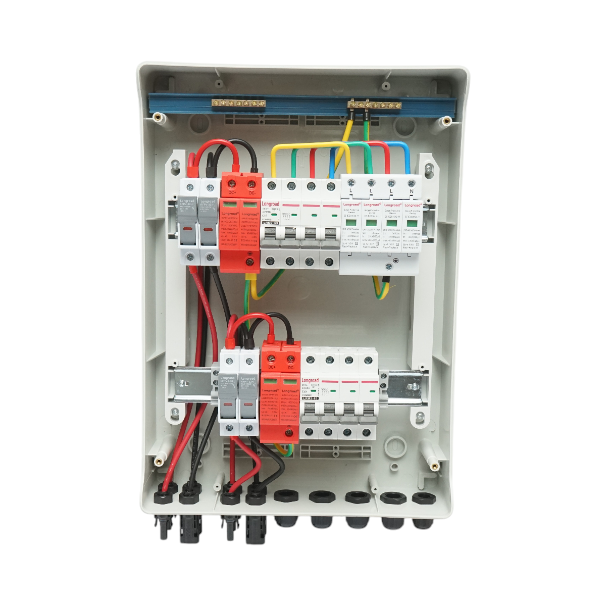 Tablou sigurante de protectie echipat 380V pentru sisteme fotovoltaice 5-10KW DC/AC cu 2 siruri/stringuri - imagine 4