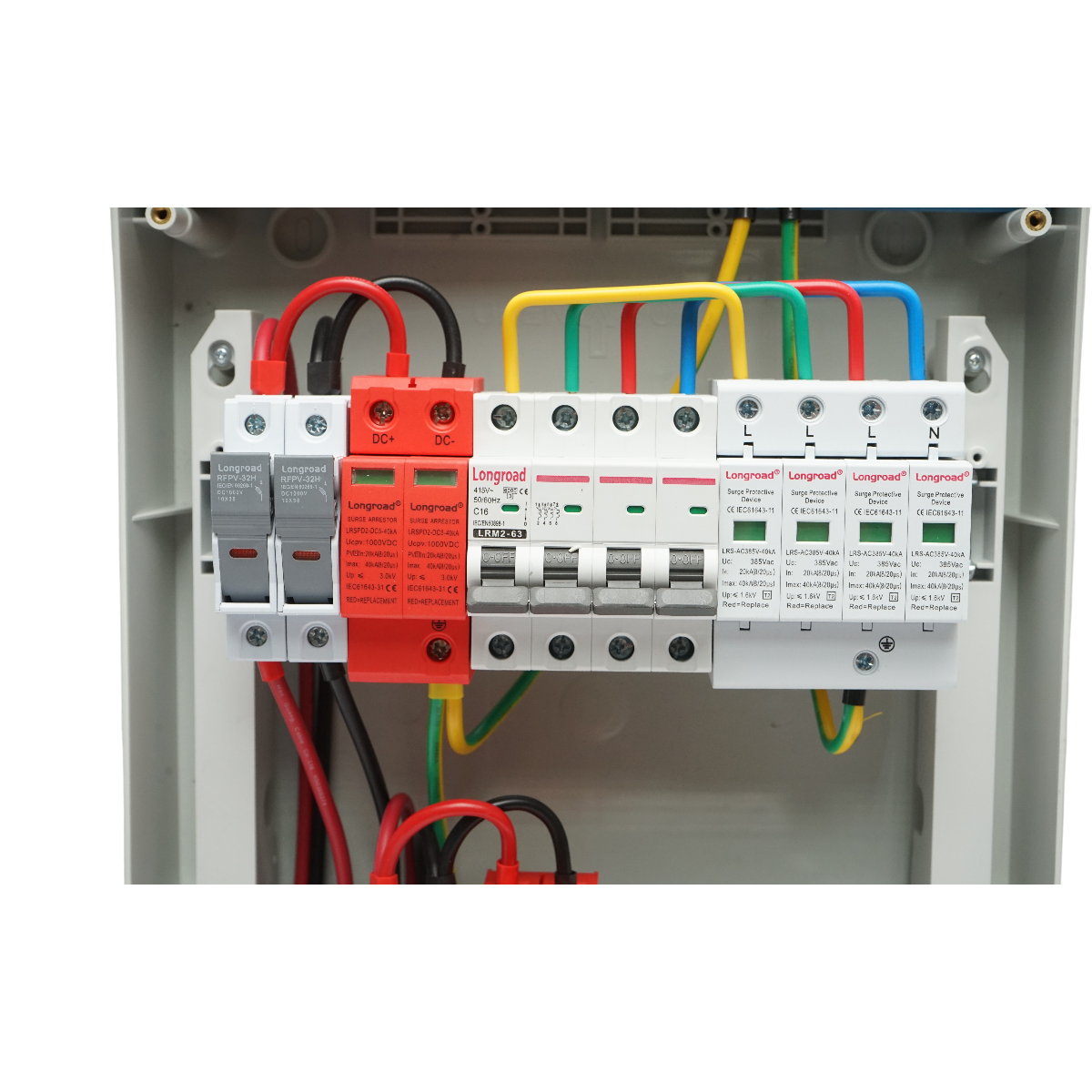 Tablou sigurante de protectie echipat 380V pentru sisteme fotovoltaice 5-10KW DC/AC cu 2 siruri/stringuri - imagine 7