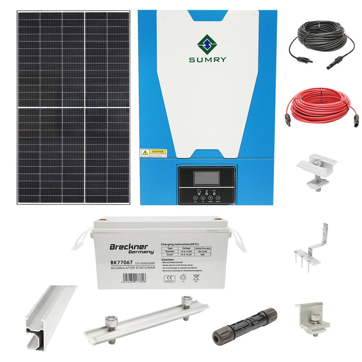 Sistem solar fotovoltaic cu invertor 3.5KW Hybrid MSP OFF-GRID 220V Sumry, panouri Risen 440W si baterii de 150AH Breckner Germany
