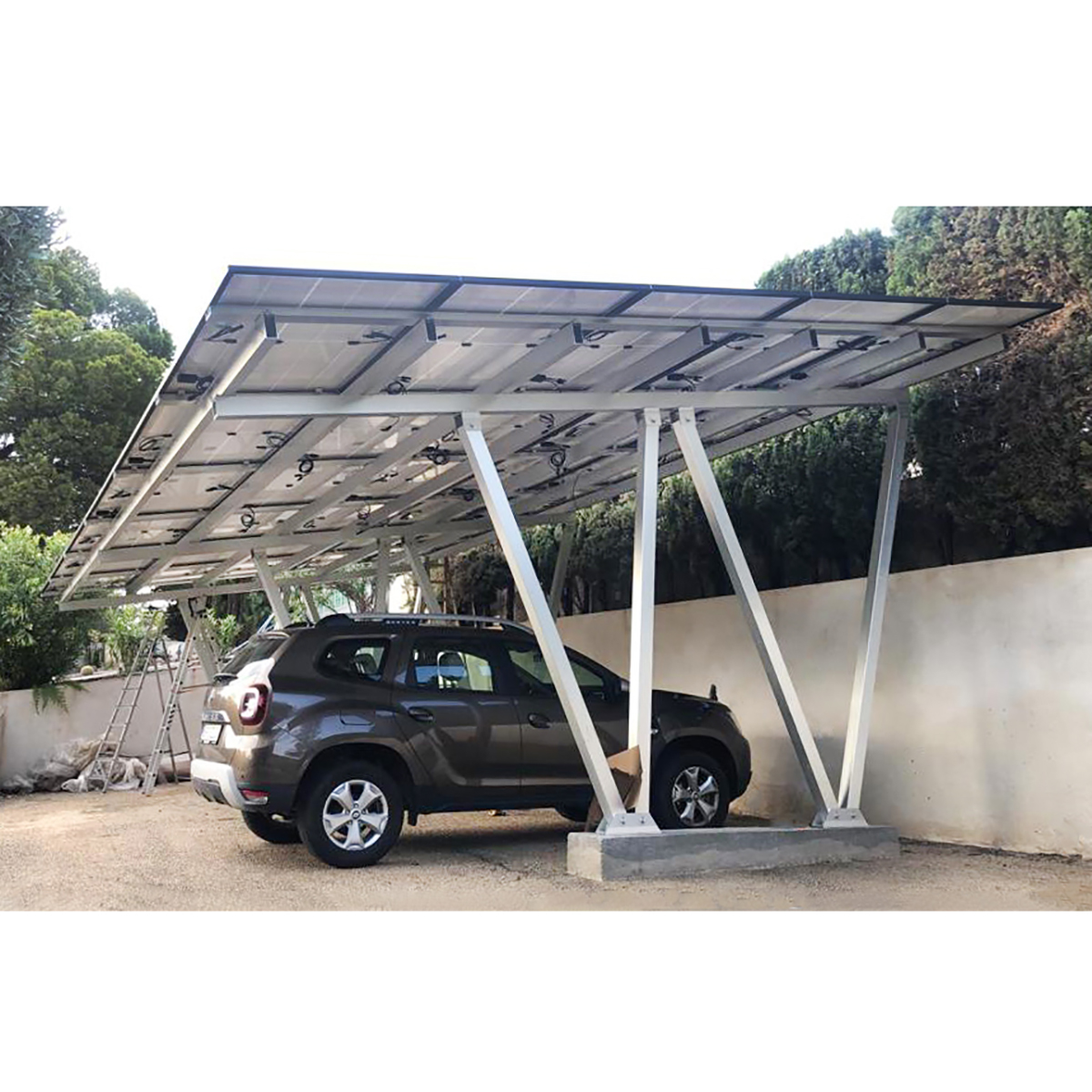 Carport 4 masini din aluminiu cu sistem printeri panouri solare fotovoltaice 13.75KW - imagine 2