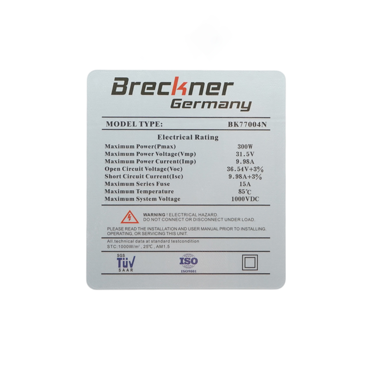 Panou solar fotovoltaic 300W monocristalin 1645x880x30mm Breckner Germany - imagine 5