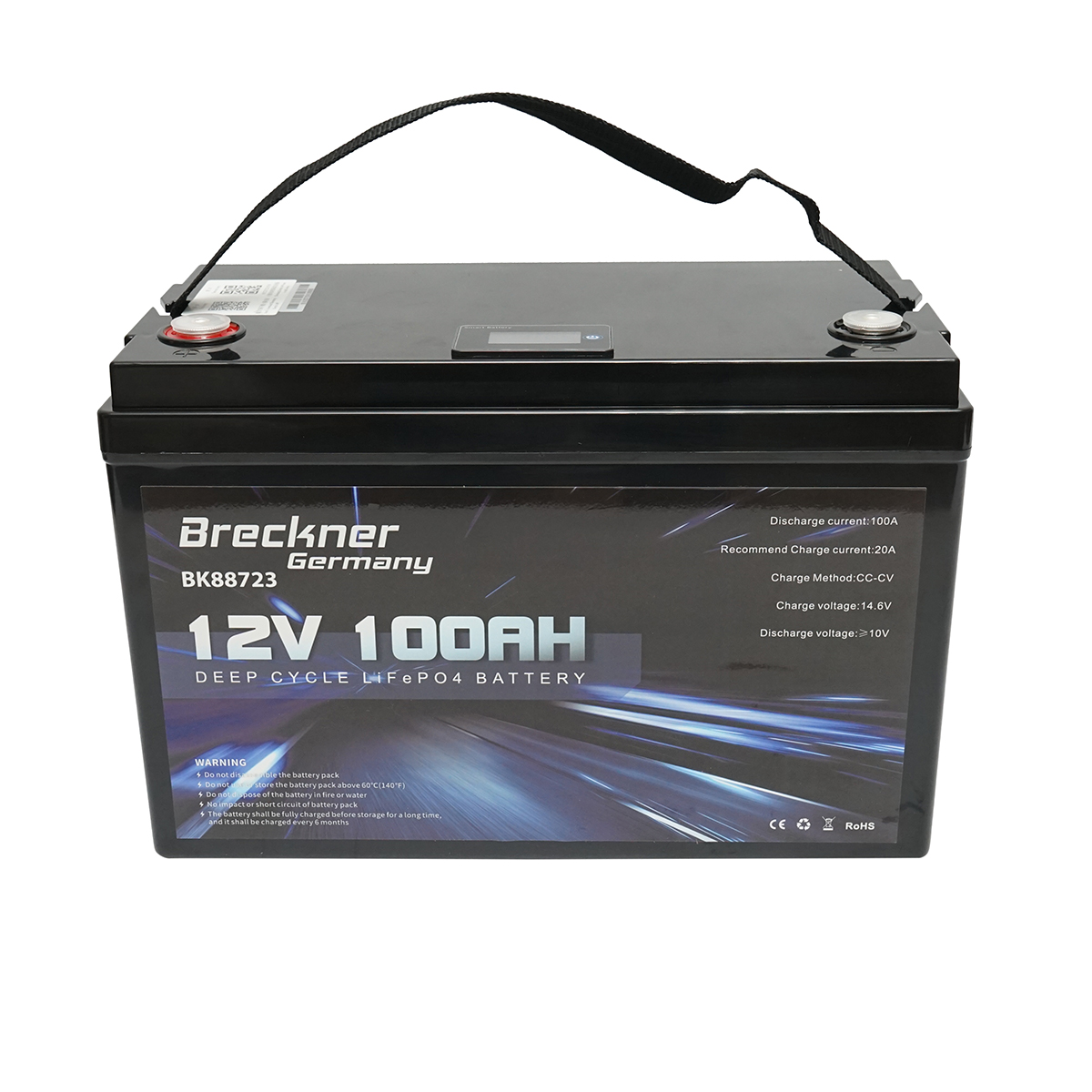 Baterie Li-ion LiFePO4 12.8V, 100Ah (deep cycle) cu BMS, LCD display si protectie temperatura Breckner Germany