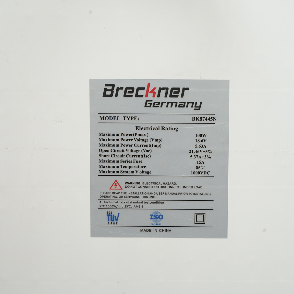 Panou solar 100W fotovoltaic monocristalin 1030x460x30mm Breckner Germany - imagine 3