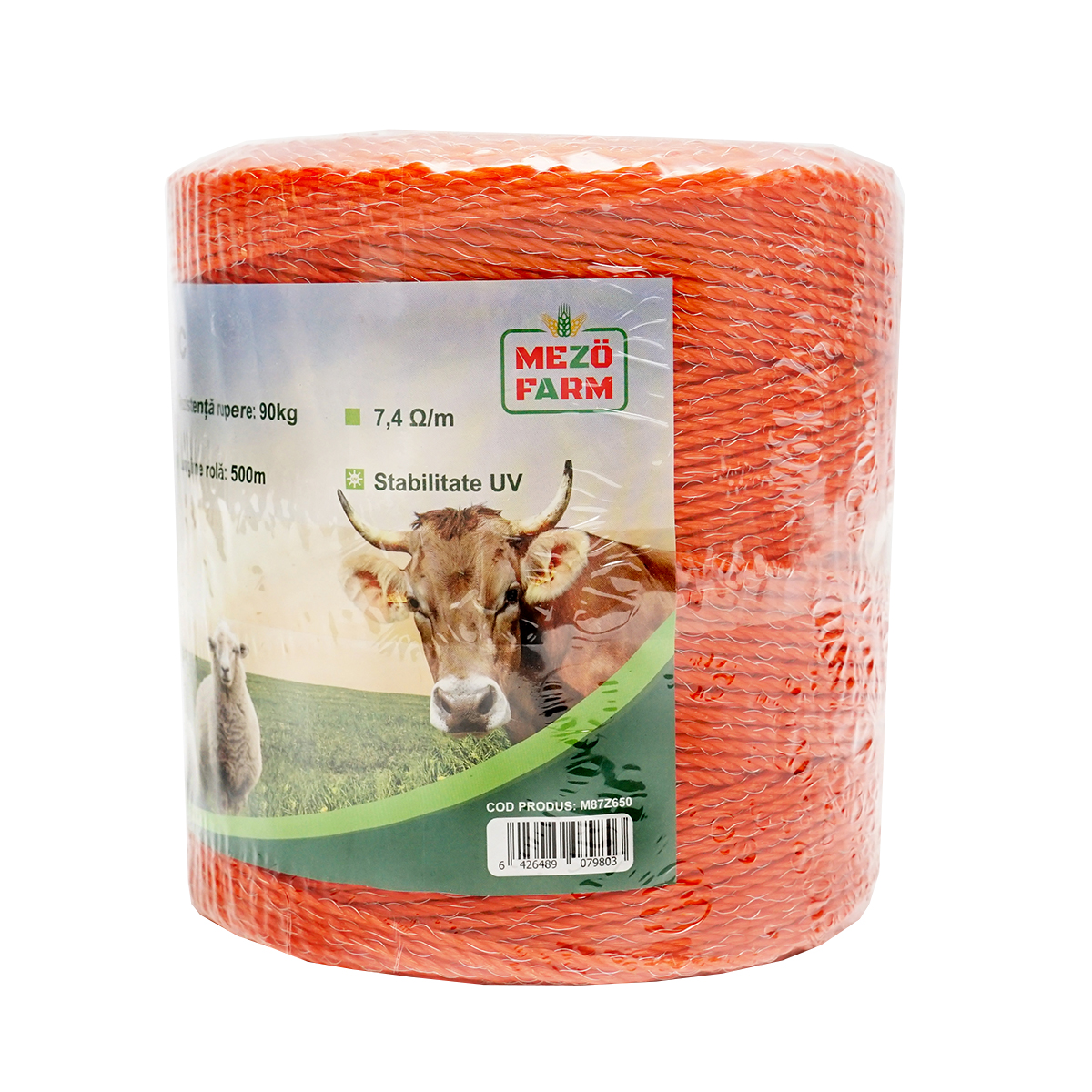 Rola fir portocaliu fi 2.5mm insertie metalica 3x0.15mm SS, rezistenta 7.4 Ohm/m, 500m gard electric Mezofarm - imagine 4