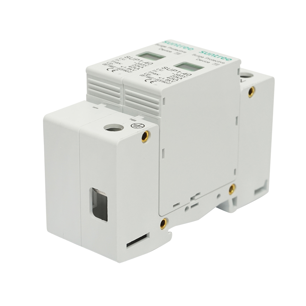 Descarcator la supratensiune cu semnalizare pentru sisteme fotovoltaice, 2P, SUP1-40, 385V Suntree - imagine 3