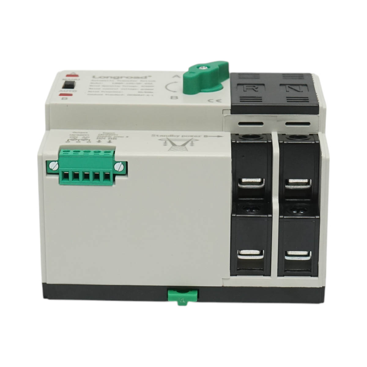 Comutator ATS 220V monofazat, separator automat de la panouri fotovoltaice la retea LRQ5-100/2P 63A Longroad - imagine 2