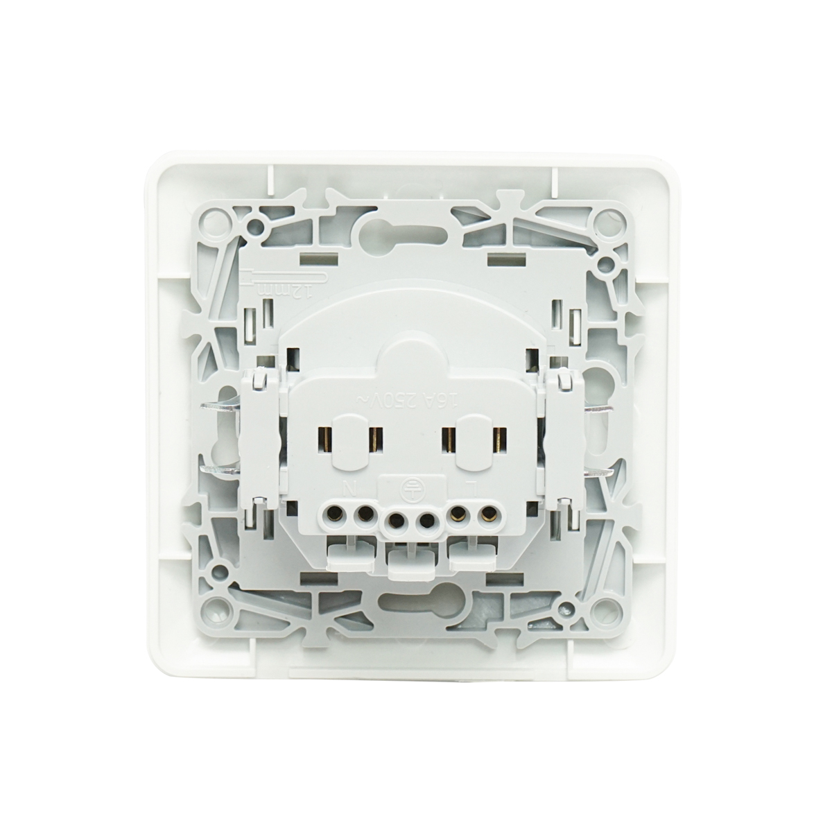 Priza Schuko simpla cu impamantare alba ST 220V - 250V, 16A incastrat - imagine 3