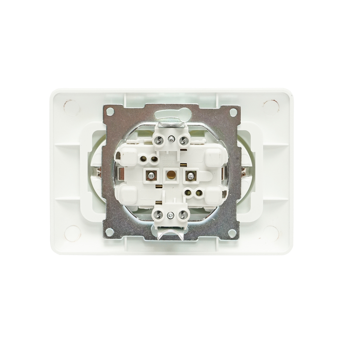 Priza Schuko dubla cu impamantare alba ST 220V - 250V, 16A incastrat - imagine 3