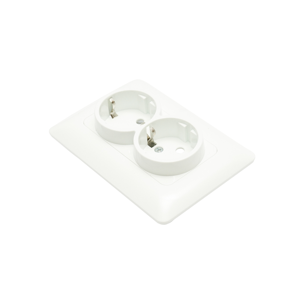 Priza Schuko dubla cu impamantare alba ST 220V - 250V, 16A incastrat - imagine 4