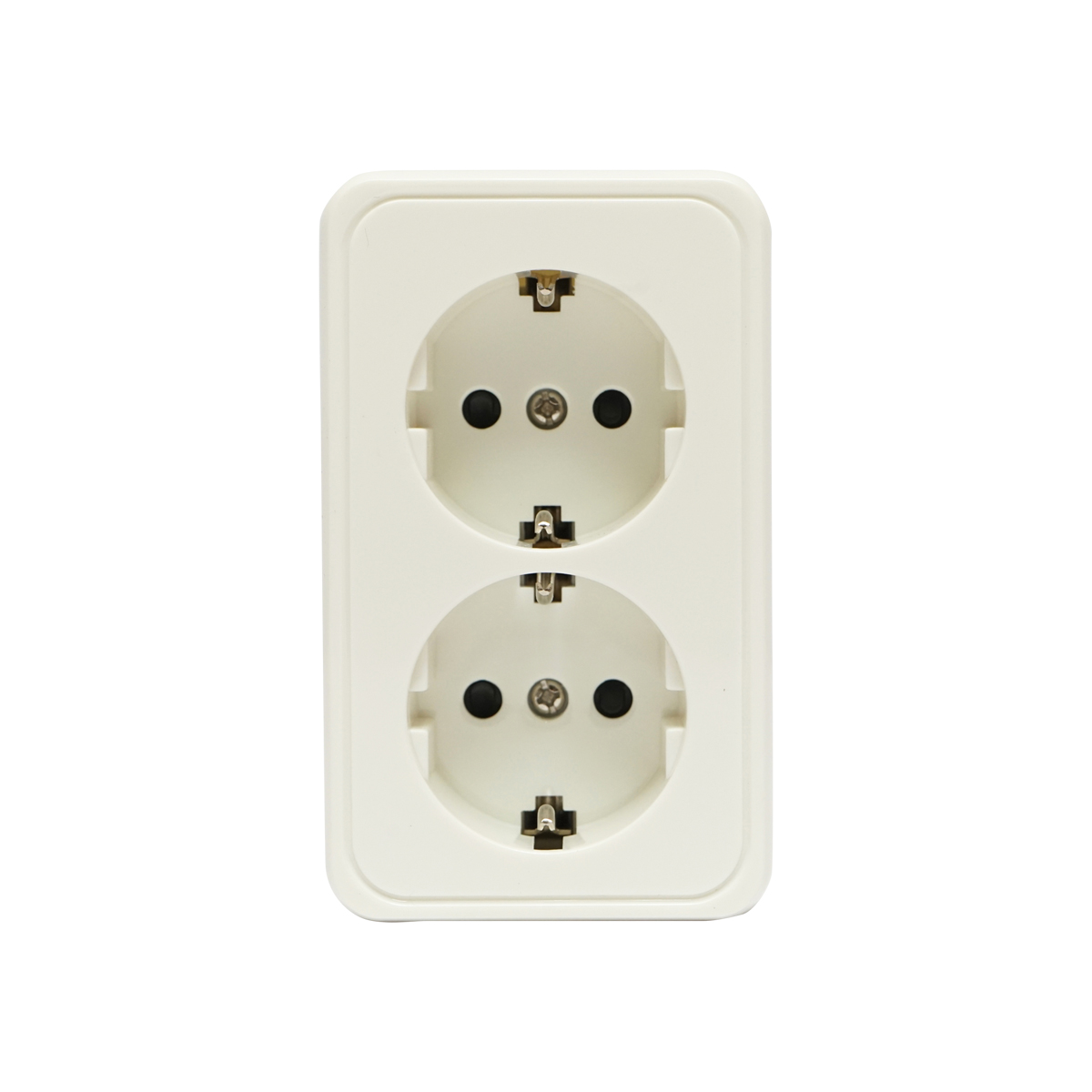 Priza Schuko dubla cu impamantare alba PT 16A, 250V aplicata cu protectie pentru copii Breckner Germany