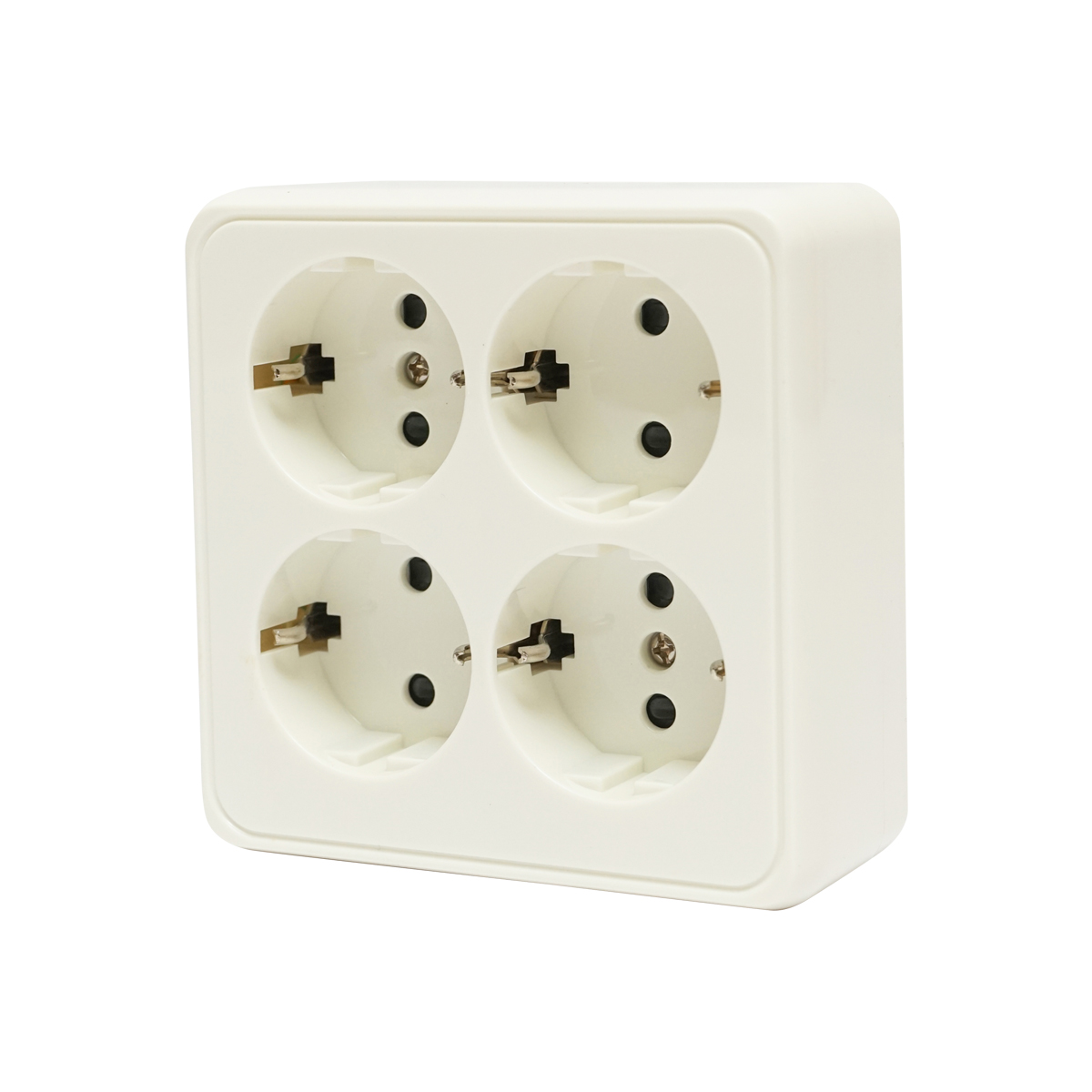 Priza Schuko cu 4 intrari, impamantare alba PT 16A, 250V aplicata cu protectie pentru copii Breckner Germany - imagine 2