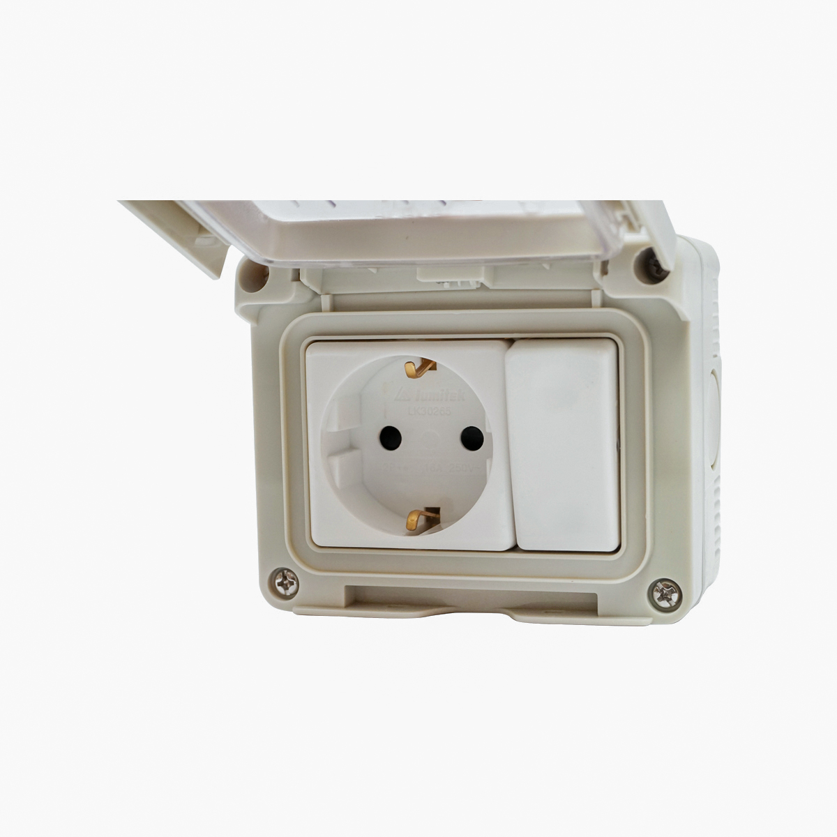 Priza schuko simpla aplicata 16A, 250V si intrerupator 10 AX, 250V IP 55 Breckner Germany - imagine 3