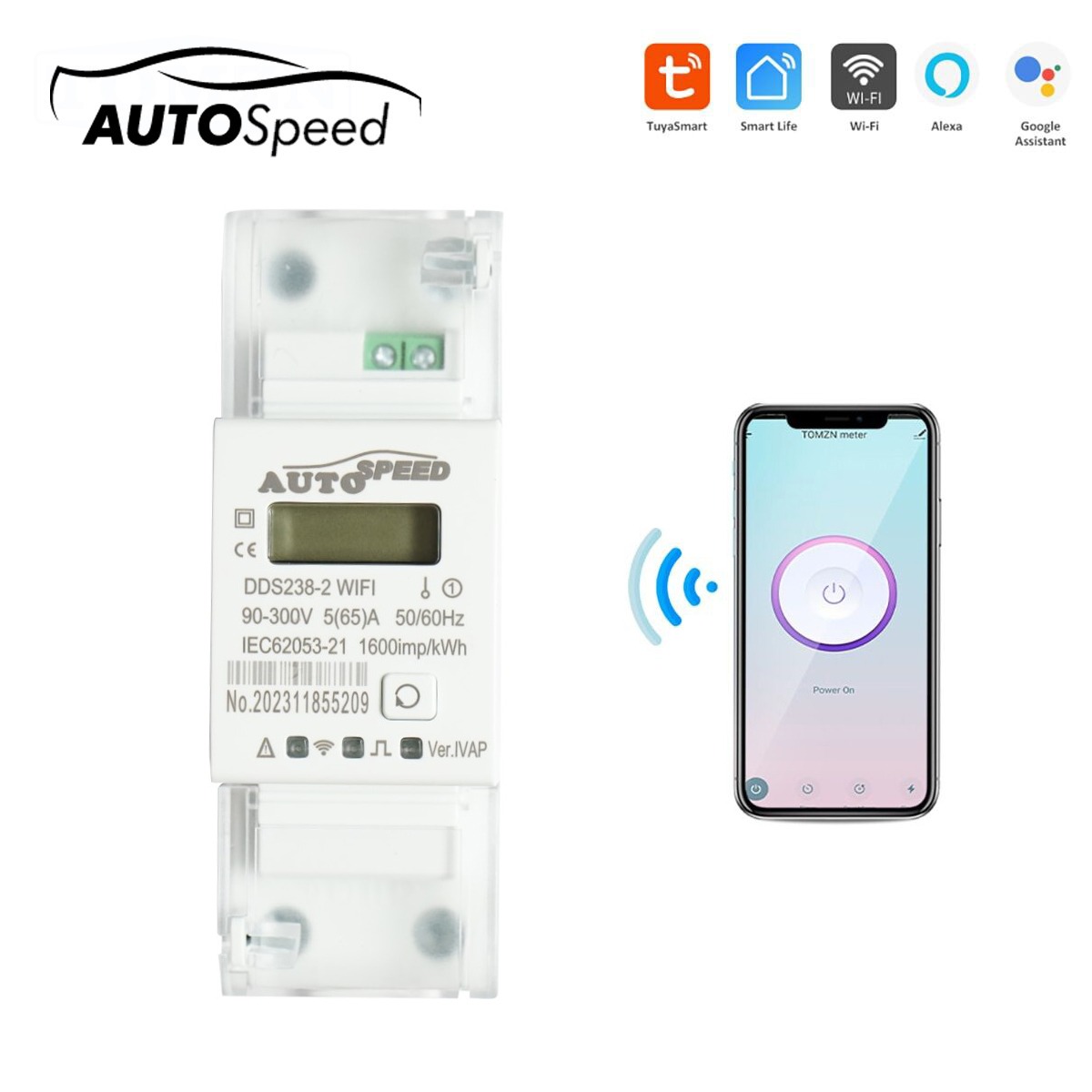 Smart Meter monofazic 220V, 65A, DDS238-2 WIFI Tuya, Smart Life, contor inteligent energie si putere electrica