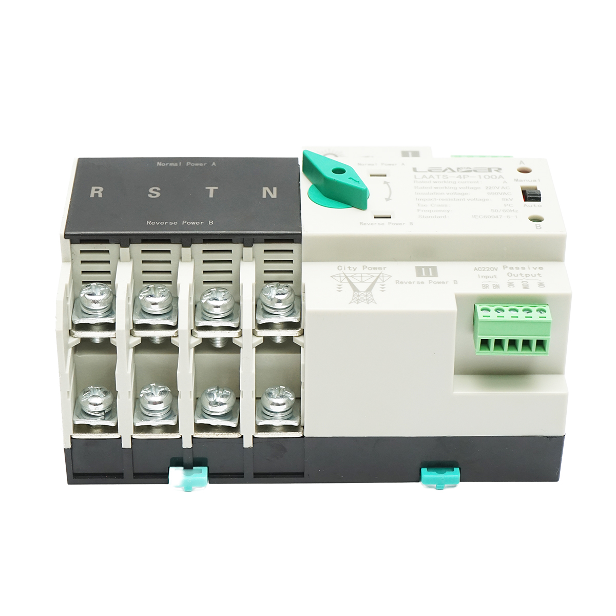 Comutator ATS trifazat 400V Dual Power, separator automat de la panouri fotovoltaice la retea ATS-4P-63A Leader - imagine 3