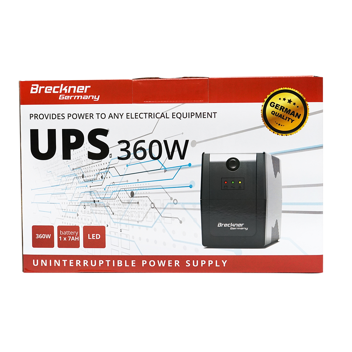 UPS 600VA/360W cu baterie 7Ah si 2 prize schuko AVR Breckner Germany - imagine 2