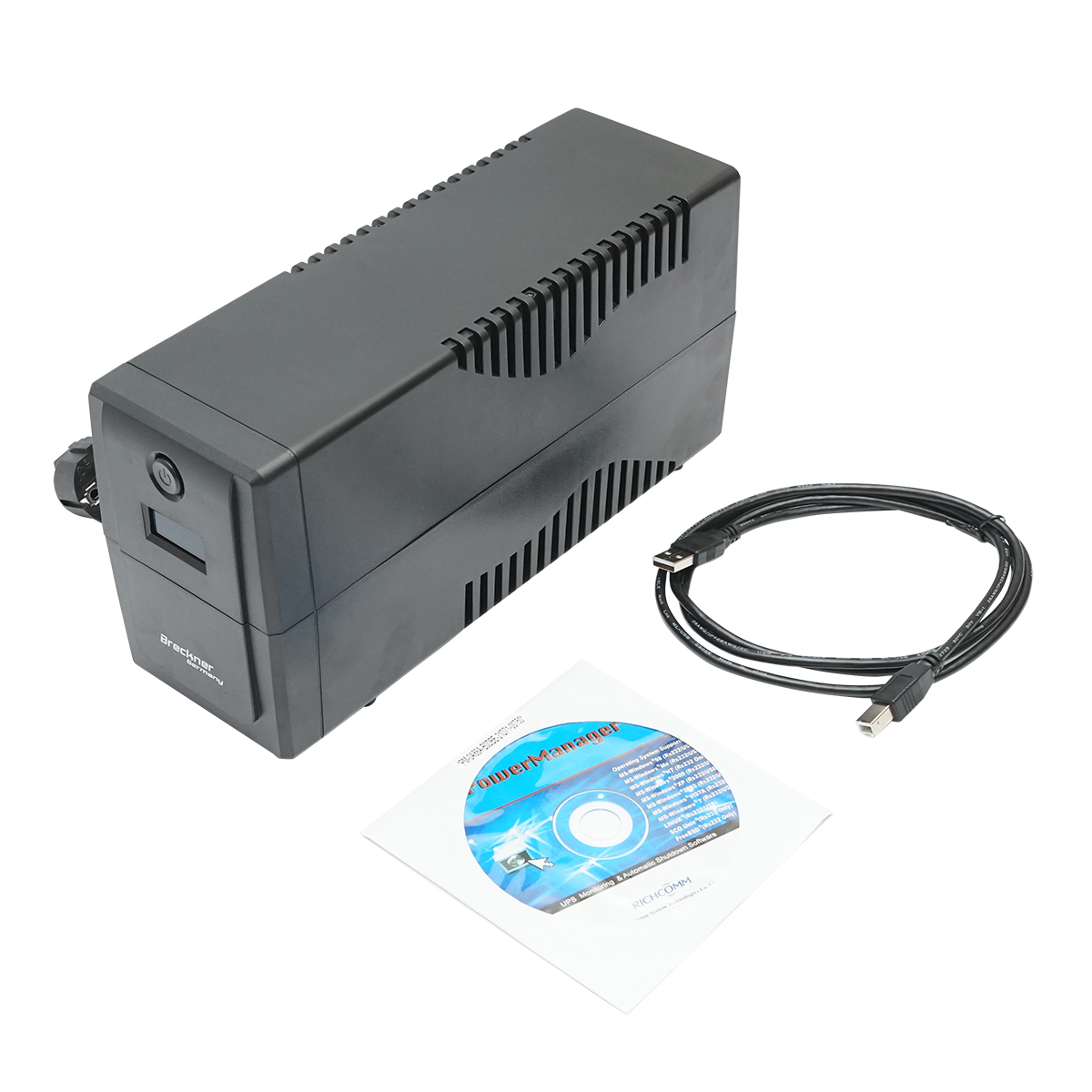 UPS 600VA/360W cu baterie 7Ah si 2 prize schuko, LCD, USB, AVR Breckner Germany - imagine 3