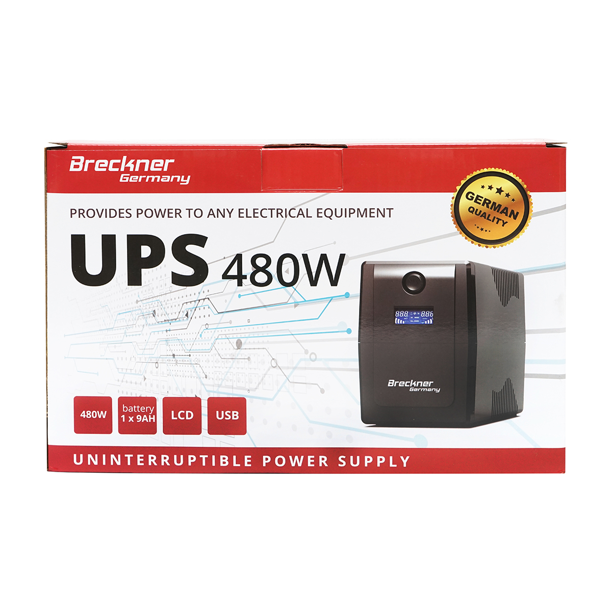 UPS 800VA/480W cu baterie 9Ah si 2 prize schuko, LCD, USB, AVR Breckner Germany - imagine 2
