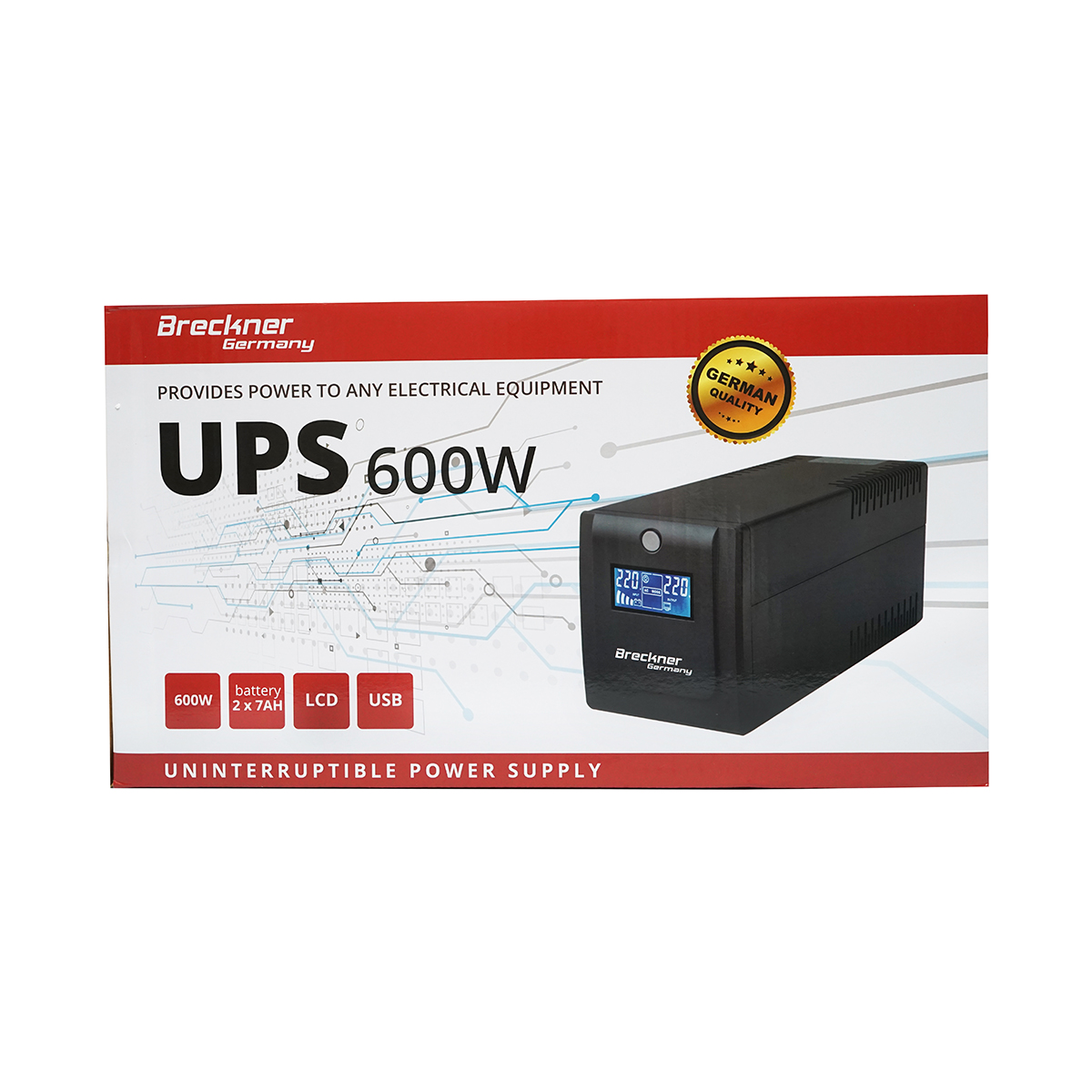 UPS 1000VA/600W cu baterii 2x7Ah si 4 prize schuko, LCD, USB, AVR Breckner Germany - imagine 3