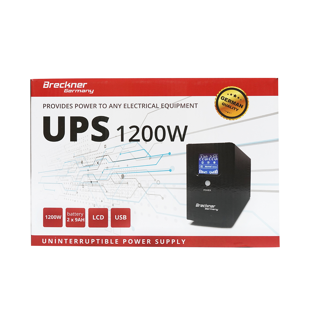 UPS 2000VA/1200W cu baterii 2x9Ah si 2 prize shuko, LCD, USB, AVR Breckner Germany - imagine 6