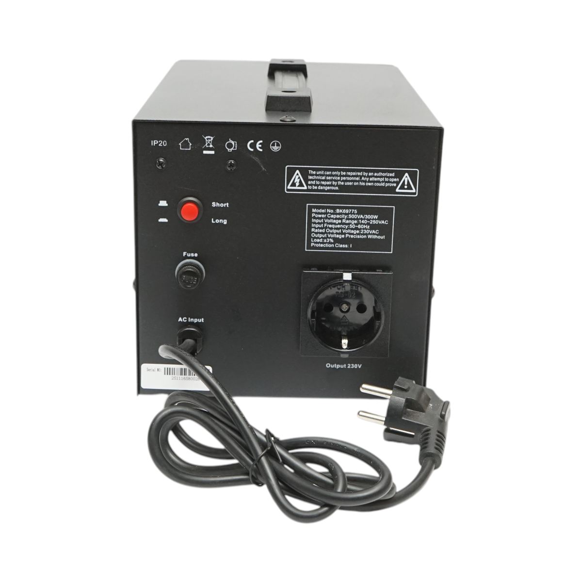 Stabilizator automat de tensiune 500VA, 300W, 140-250VAC cu releu monofazat, 1 priza Schuko 230V, afisaj LCD Breckner Germany - imagine 4