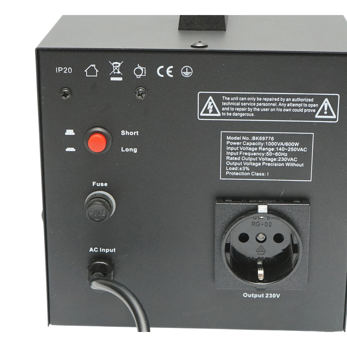 Stabilizator automat de tensiune 1000VA, 600W, 140-250VAC cu releu monofazat, 1 priza Schuko 230V, afisaj LCD Breckner Germany - imagine 7