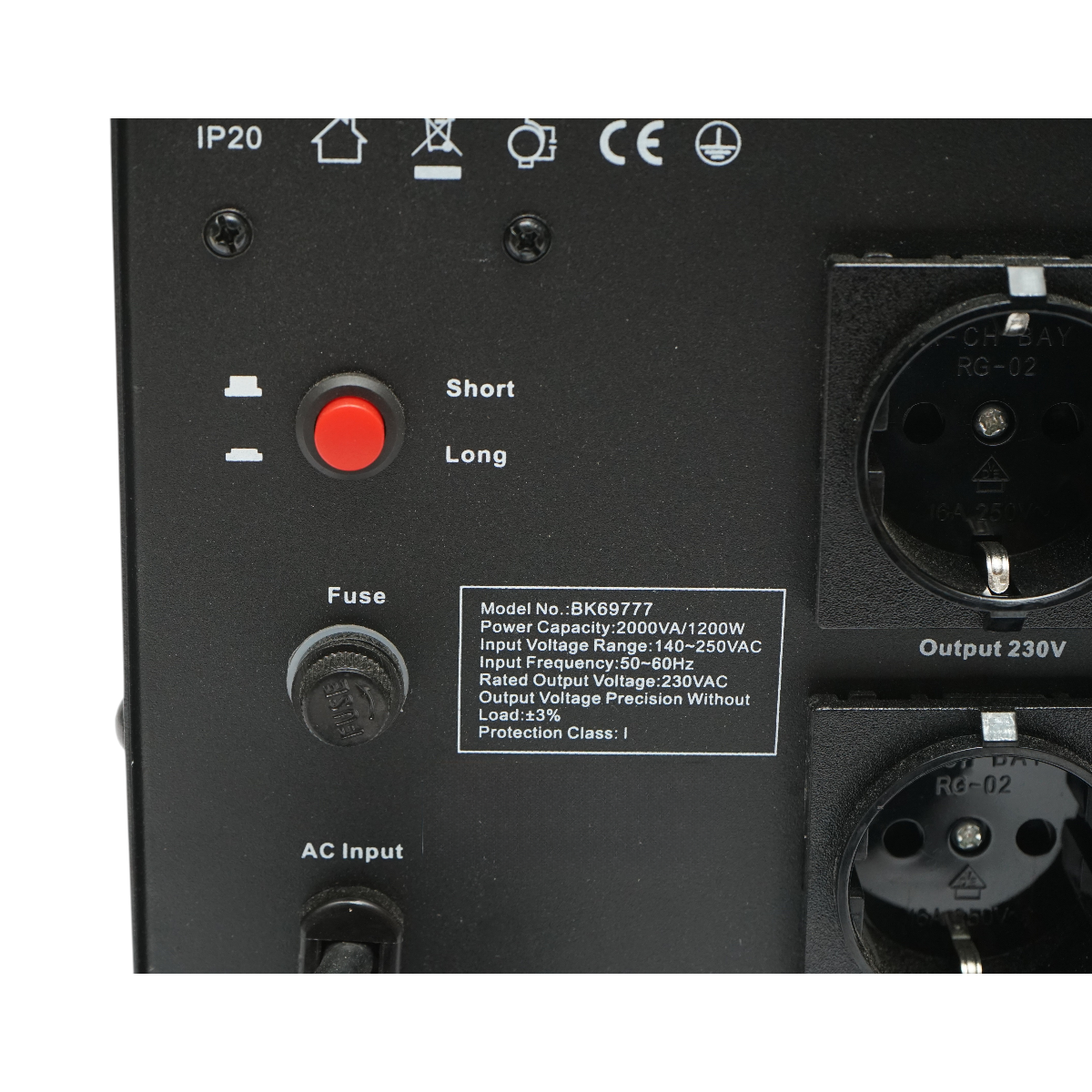 Stabilizator automat de tensiune 2000VA, 1200W, 140-250VAC cu releu monofazat, 2 prize Schuko 230V, afisaj LCD Breckner Germany - imagine 7