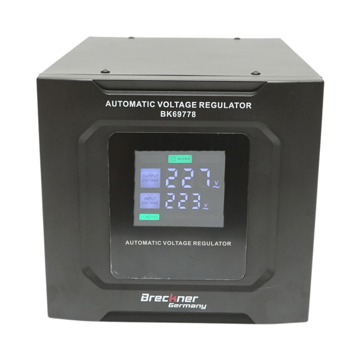 Stabilizator automat de tensiune 3000VA, 1800W, 140-250VAC cu releu monofazat, bypass, conexiune borne, afisaj LCD Breckner Germany