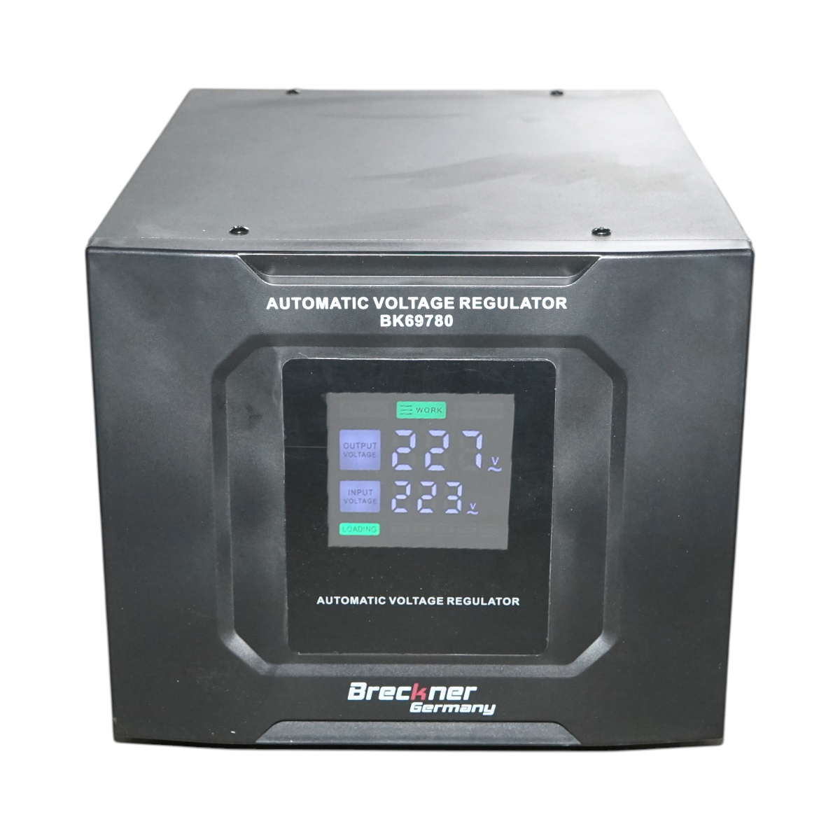 Stabilizator automat de tensiune 10KVA, 8000W, 140-250VAC cu releu monofazat, bypass, conexiune borne, afisaj LCD Breckner Germany