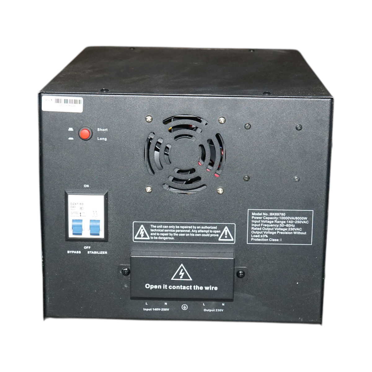 Stabilizator automat de tensiune 10KVA, 8000W, 140-250VAC cu releu monofazat, bypass, conexiune borne, afisaj LCD Breckner Germany - imagine 5