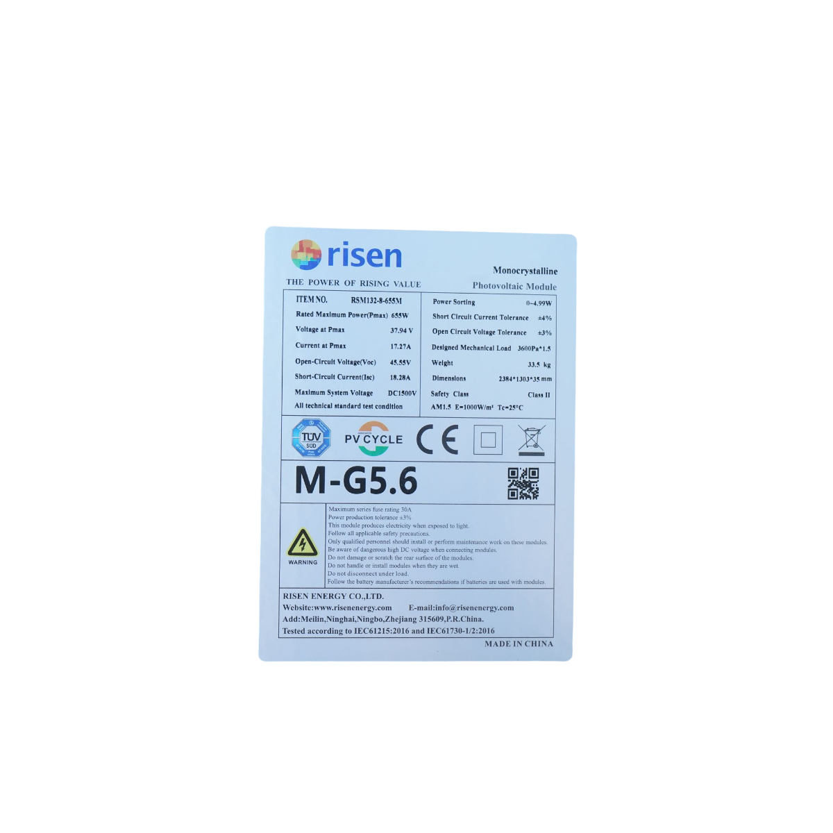 Panou solar RISEN 655W monocristalin 2384x1303x35mm - imagine 3