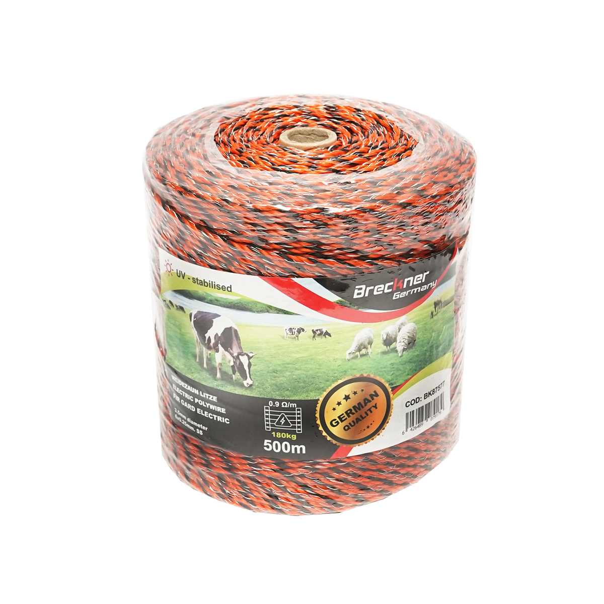Rola fir portocaliu-negru fi 3.5mm 6x0.25mm SS, 0.9 Ohm/m, 500m gard electric Breckner Germany - imagine 3