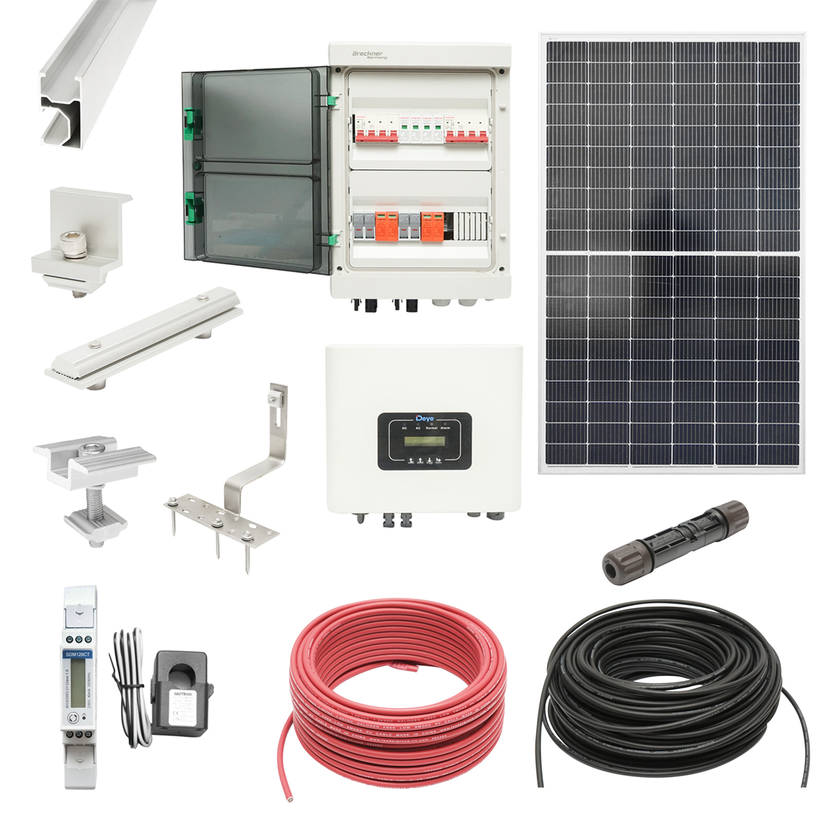 Kit complet fotovoltaic ON-GRID cu invertor 6KW DEYE si panouri solare POLYCROWN 14x415W, smart meter, sitem prindere pe tigala/tabla