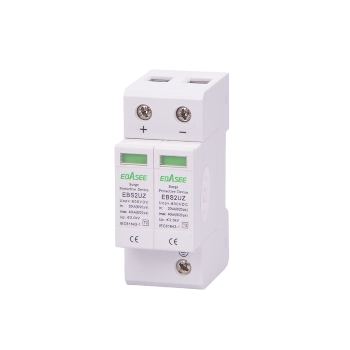 Descarcator supratensiune cu semnalizare pentru sisteme fotovoltaite 2P, 20-40KA, 600VDC EBS2UZ - imagine 2