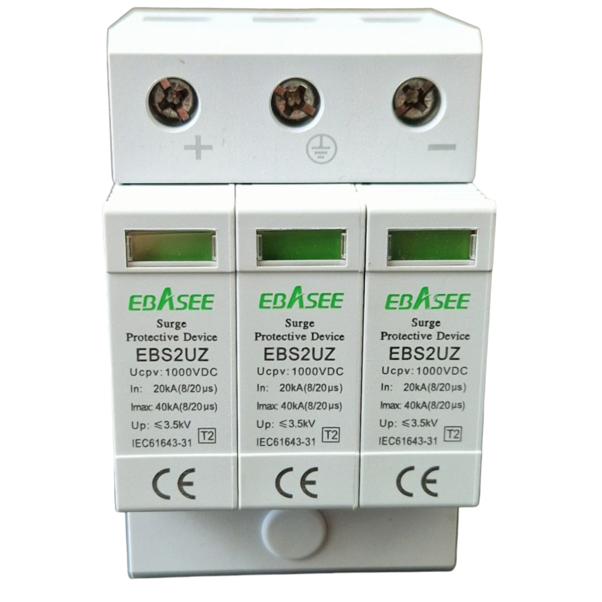 Descarcator supratensiune cu semnalizare pentru sisteme fotovoltaite 3P, 20-40KA, 1000VDC EBS2UZ