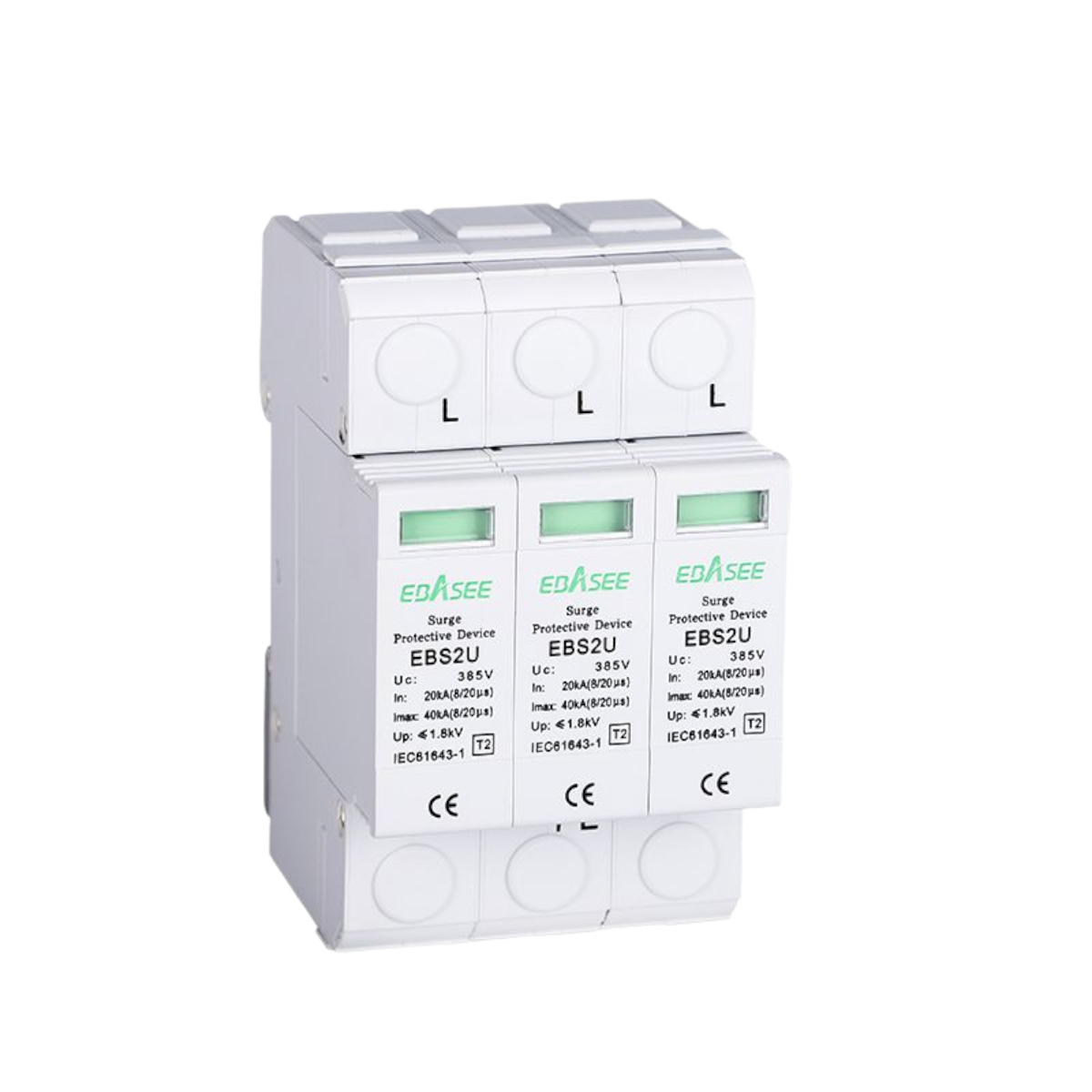 Descarcator supratensiune cu semnalizare pentru sisteme fotovoltaite 3P, 20-40KA, 1000VDC EBS2UZ - imagine 2