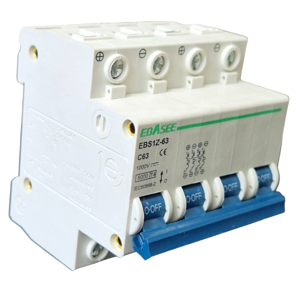 Siguranta automata tip intreruptor 4P, 63A, 1000V, EBS1Z-63, Ebasee
