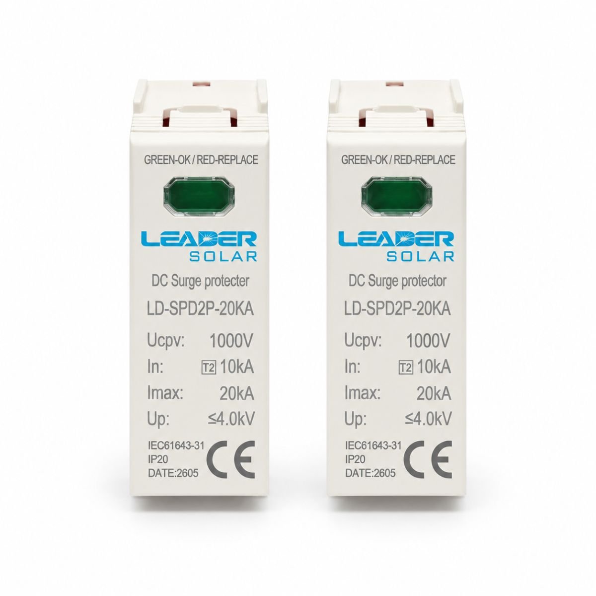 Set 2 cartuse descarcator supratensiune DC SPD 2P-20KA 1000V Leader