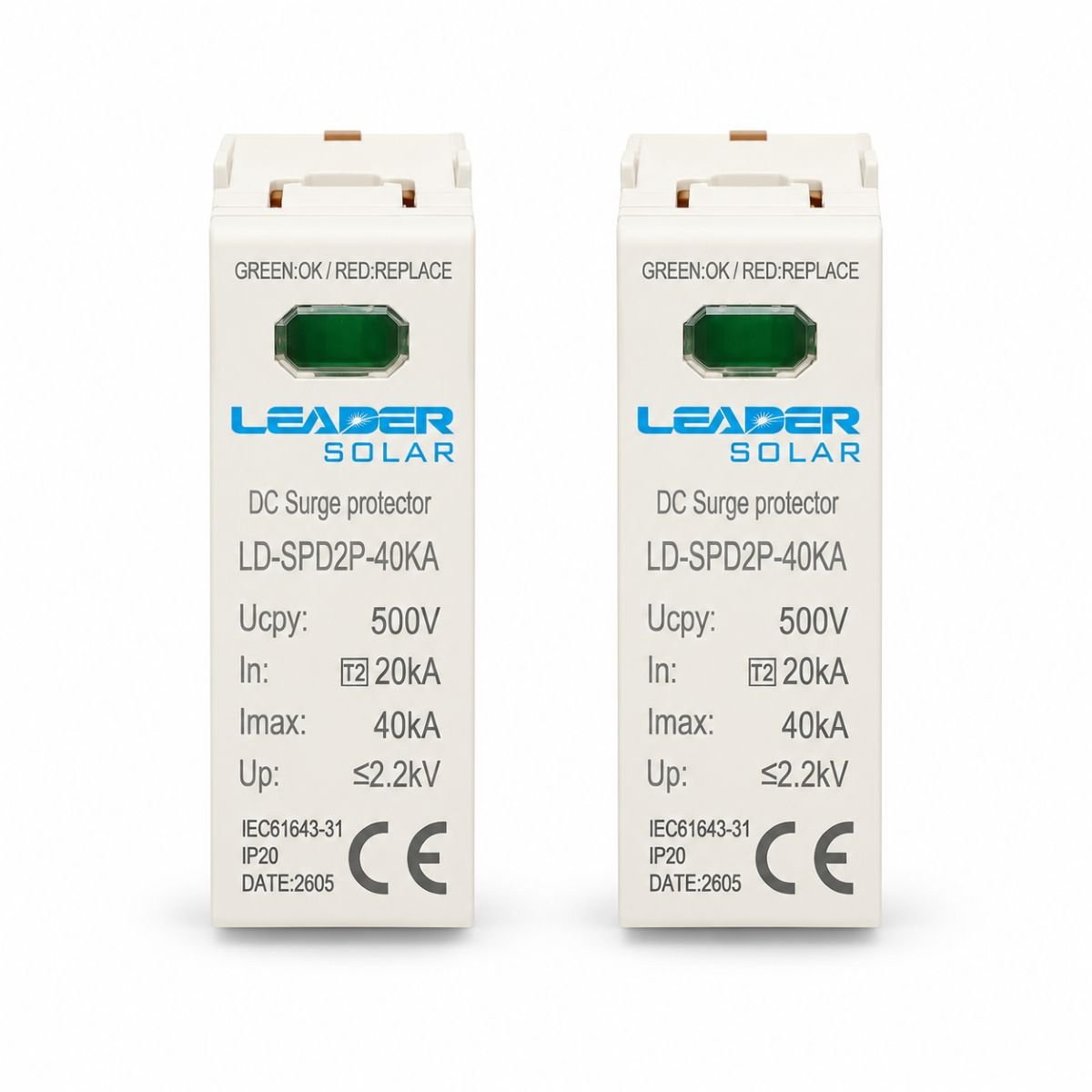 Set 2 cartuse descarcator supratensiune DC SPD 2P-40KA 500V Leader