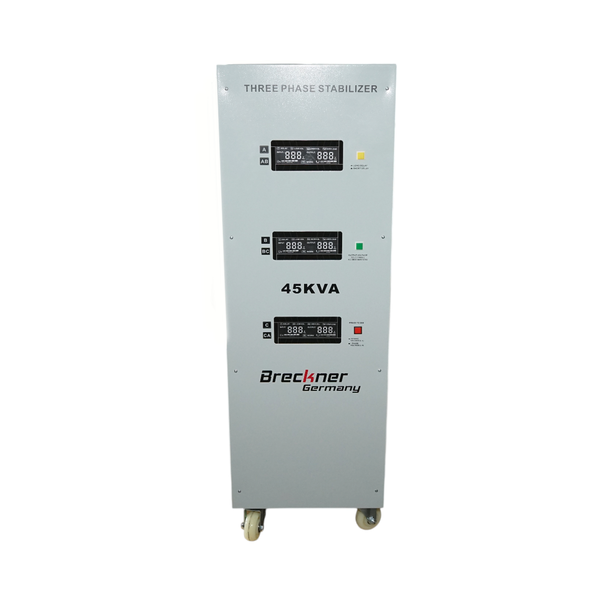 Stabilizator automat de tensiune 45KVA trifazat cu servomotor, bypass, afisaj LCD Breckner Germany